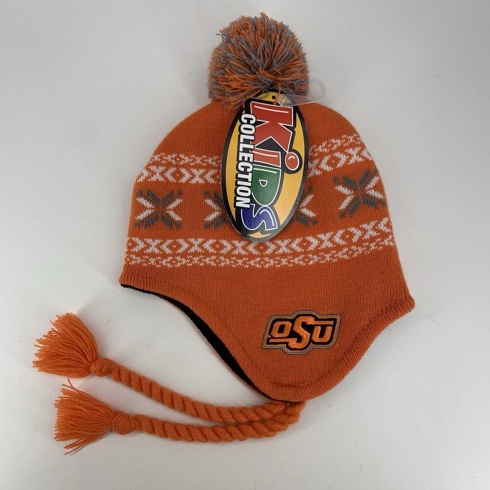 OSU Toboggan Beanie Kids Collection Oklahoma State Cowboys Orange Pom Hat Cap